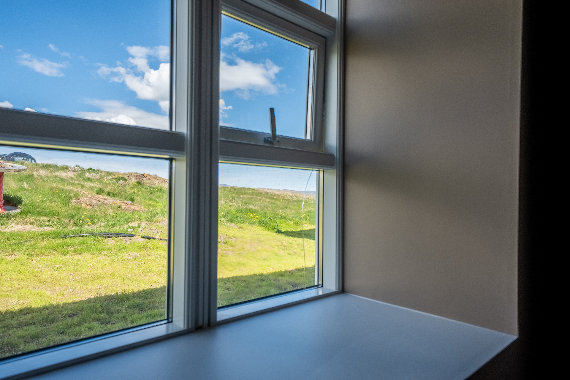 Window view of the Icelandic countryside from the family room