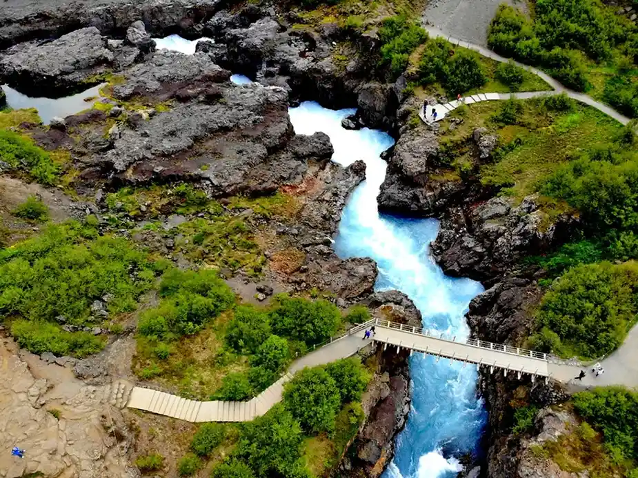 Hraunfossar waterfalls in West Iceland